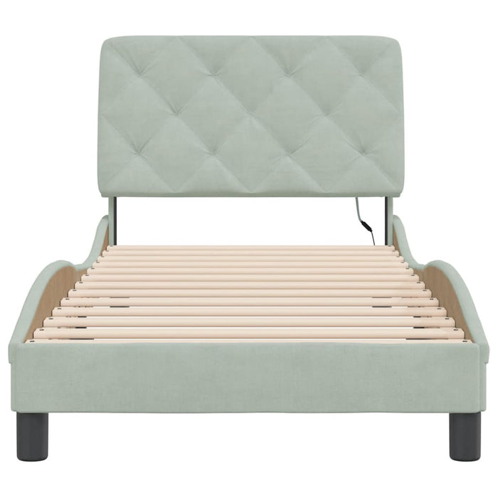 Giroletto con LED senza Materasso Grigio Chiaro 80x200 cm in Velluto 3213819