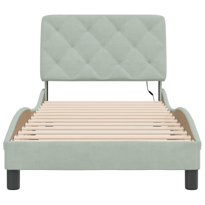 Giroletto con Luci LED Grigio Chiaro 90x190 cm in Velluto