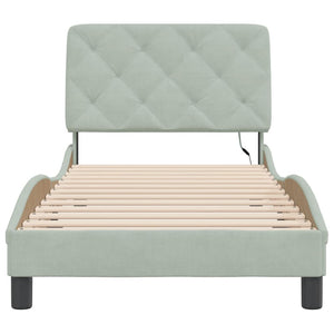 Giroletto con LED senza Materasso Grigio Chiaro 90x200 cm in Velluto 3213831