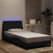 Giroletto con LED senza Materasso-Struttura Letto Nero 100x200 cm in Velluto