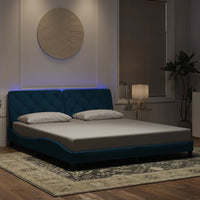 vidaXL Giroletto con Luci LED Blu 180x200 cm in Velluto