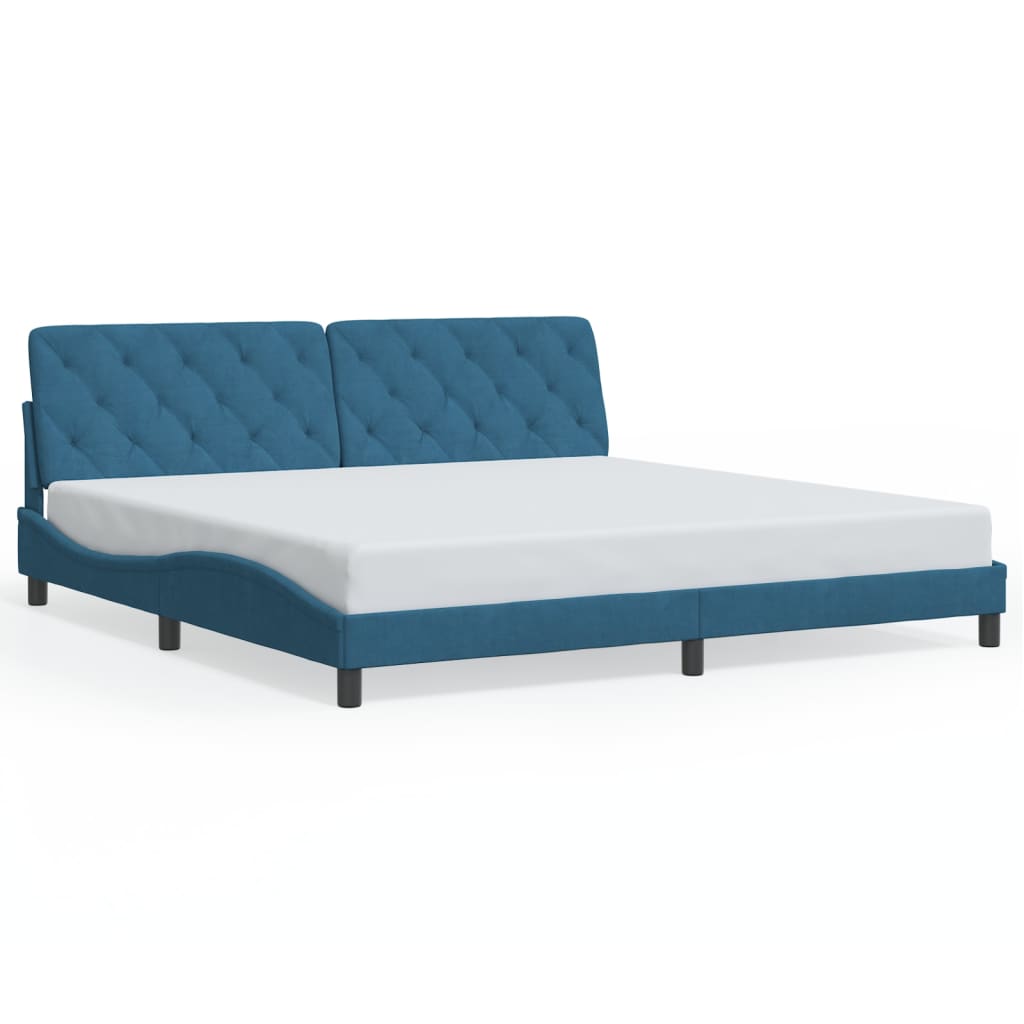 Giroletto con LED senza Materasso-Struttura Letto Blu 200x200 cm in Velluto