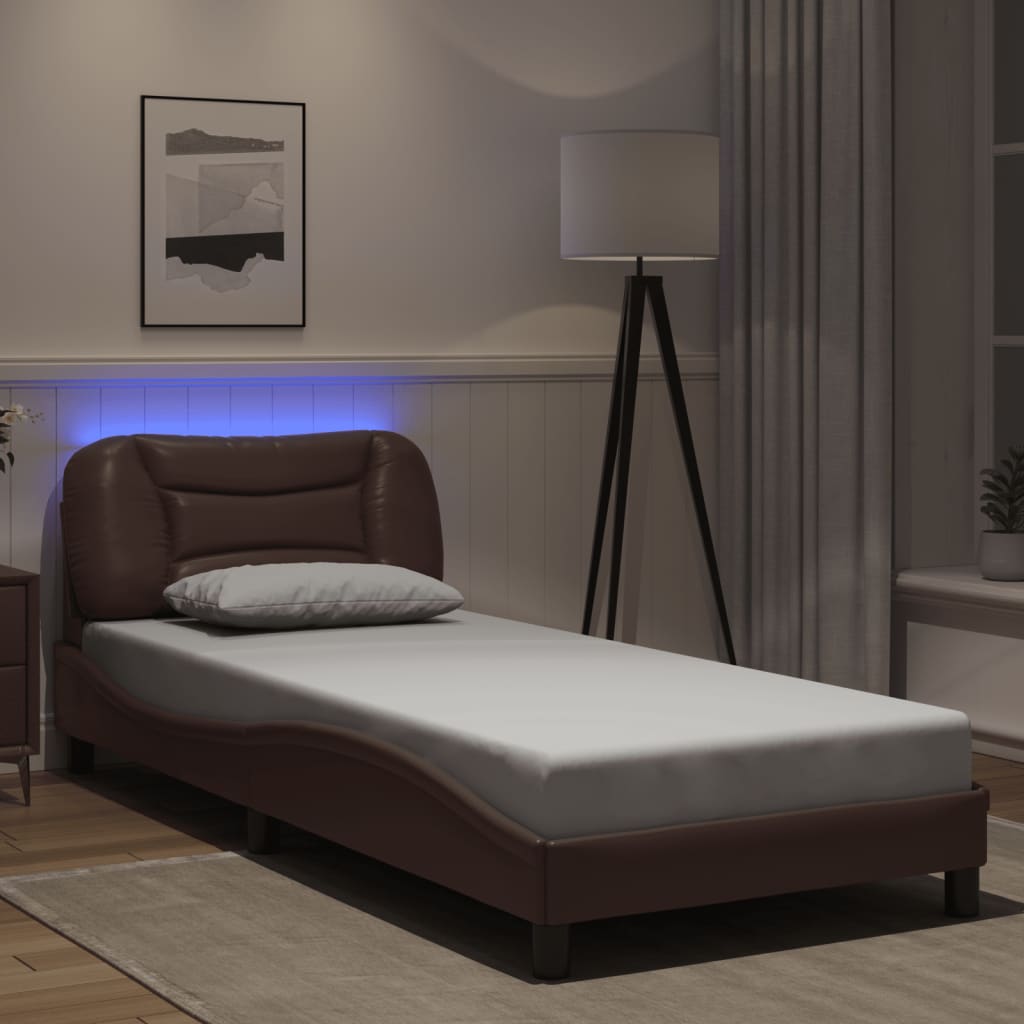 Giroletto con LED senza Materasso-Struttura Letto Hvar Marrone 80x200 cm