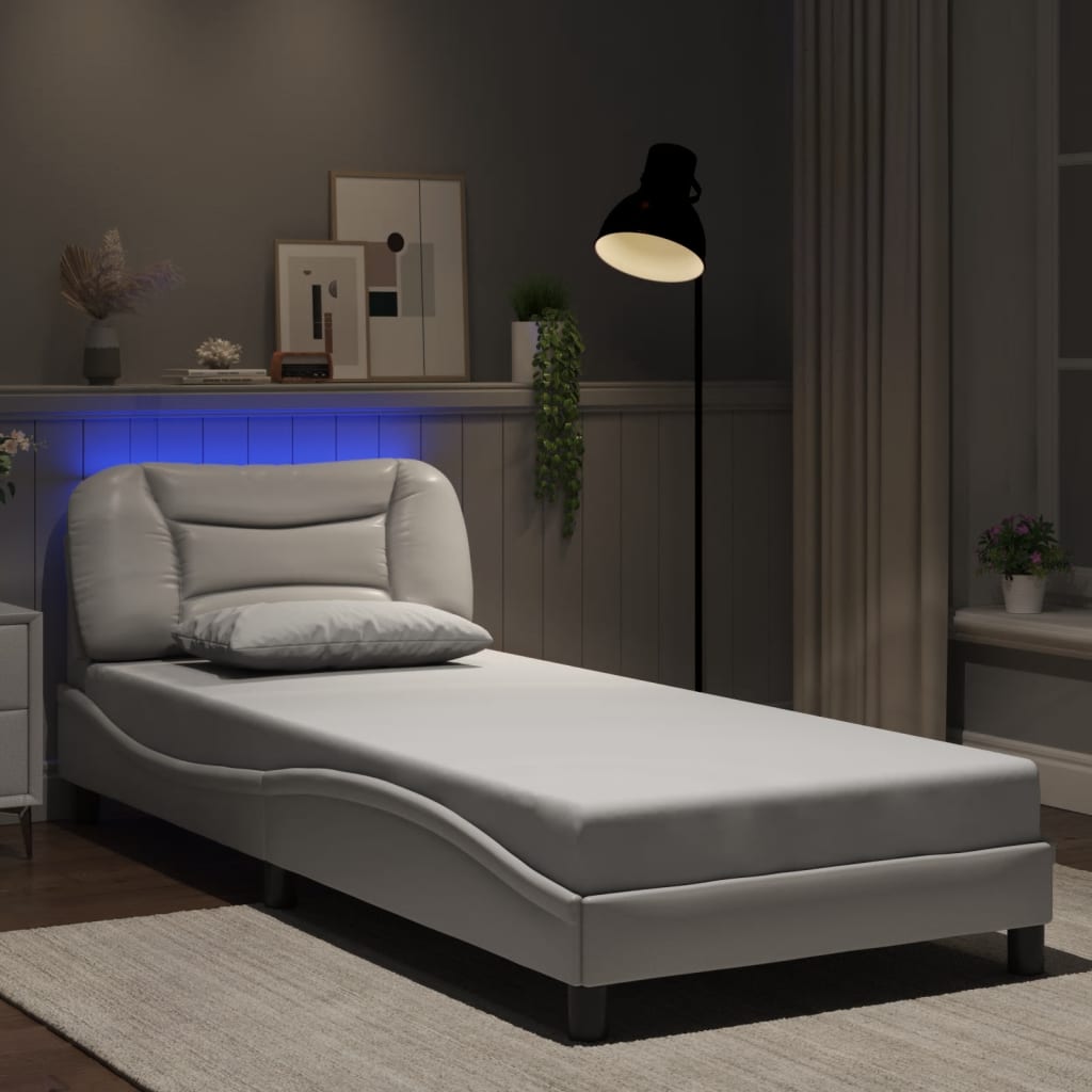 Giroletto con LED senza Materasso-Struttura Letto Hvar Bianco 90x200 cm