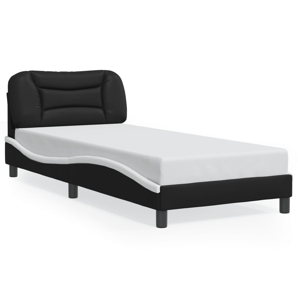Giroletto con LED senza Materasso-Struttura Letto Hvar Nero e Bianco 90x200 cm
