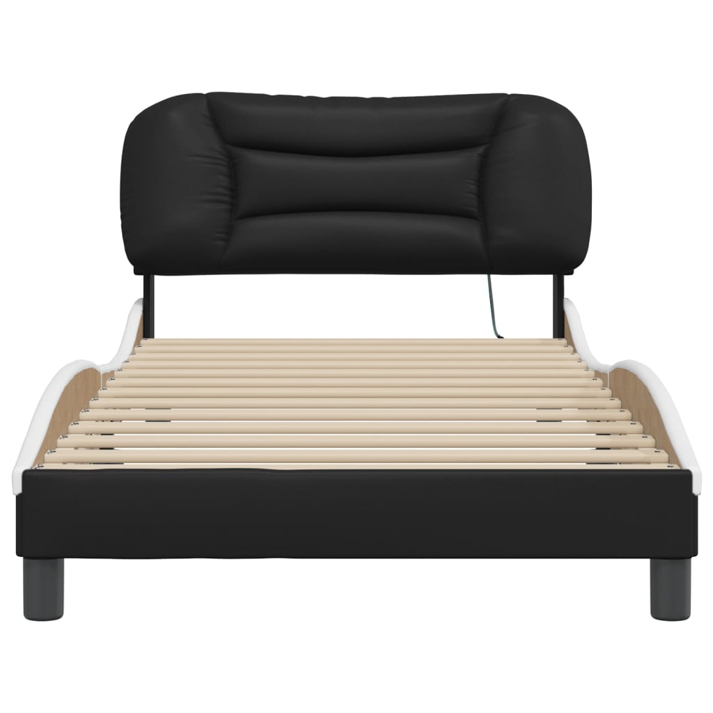 Giroletto con LED senza Materasso-Struttura Letto Hvar Nero e Bianco 100x200 cm