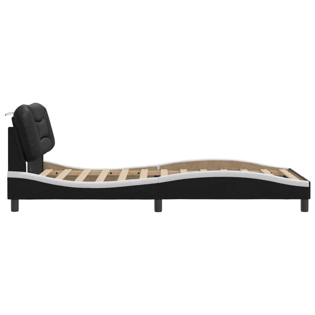 Giroletto con LED senza Materasso-Struttura Letto Hvar Nero e Bianco 100x200 cm