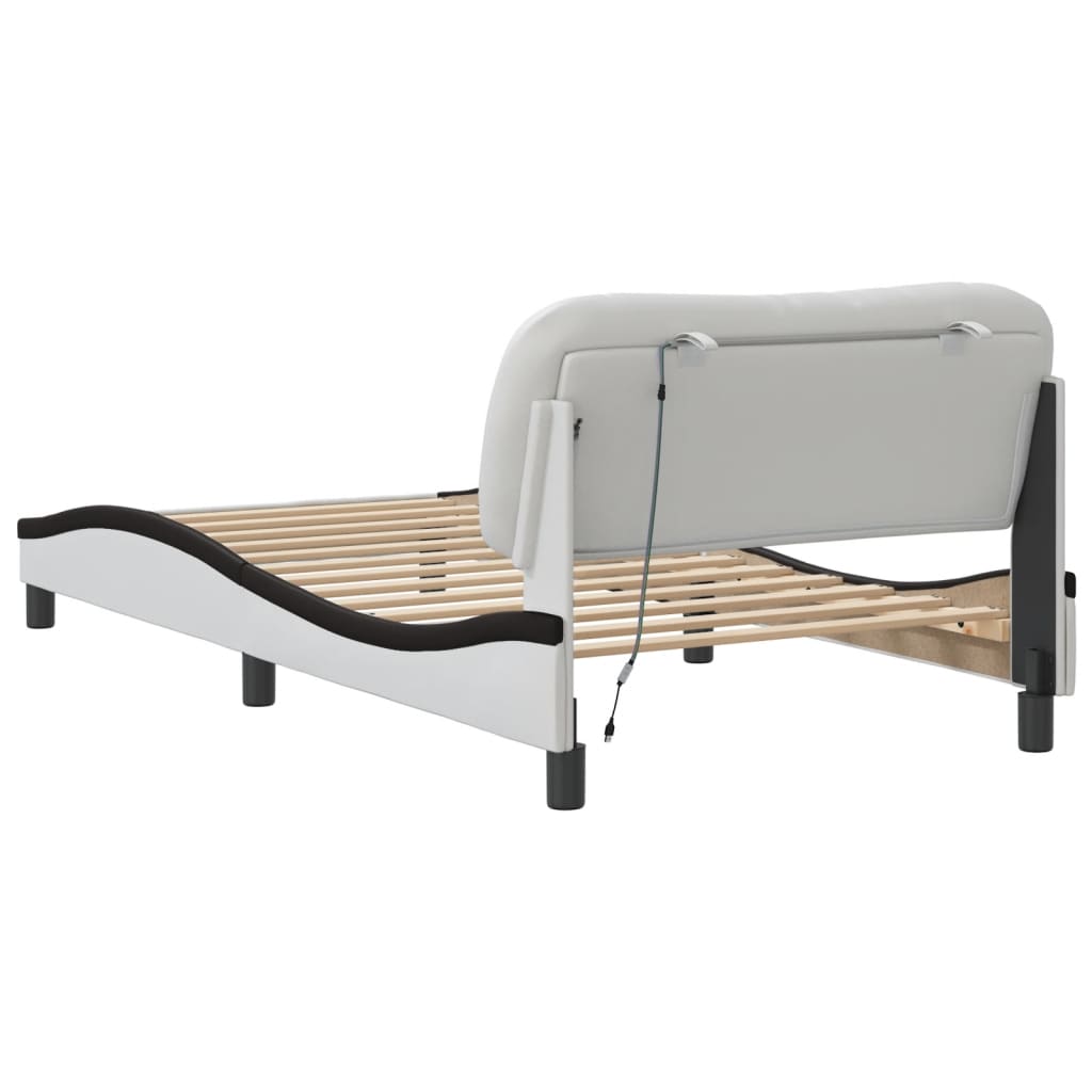 Giroletto con LED senza Materasso-Struttura Letto Hvar Bianco e Nero 100x200 cm