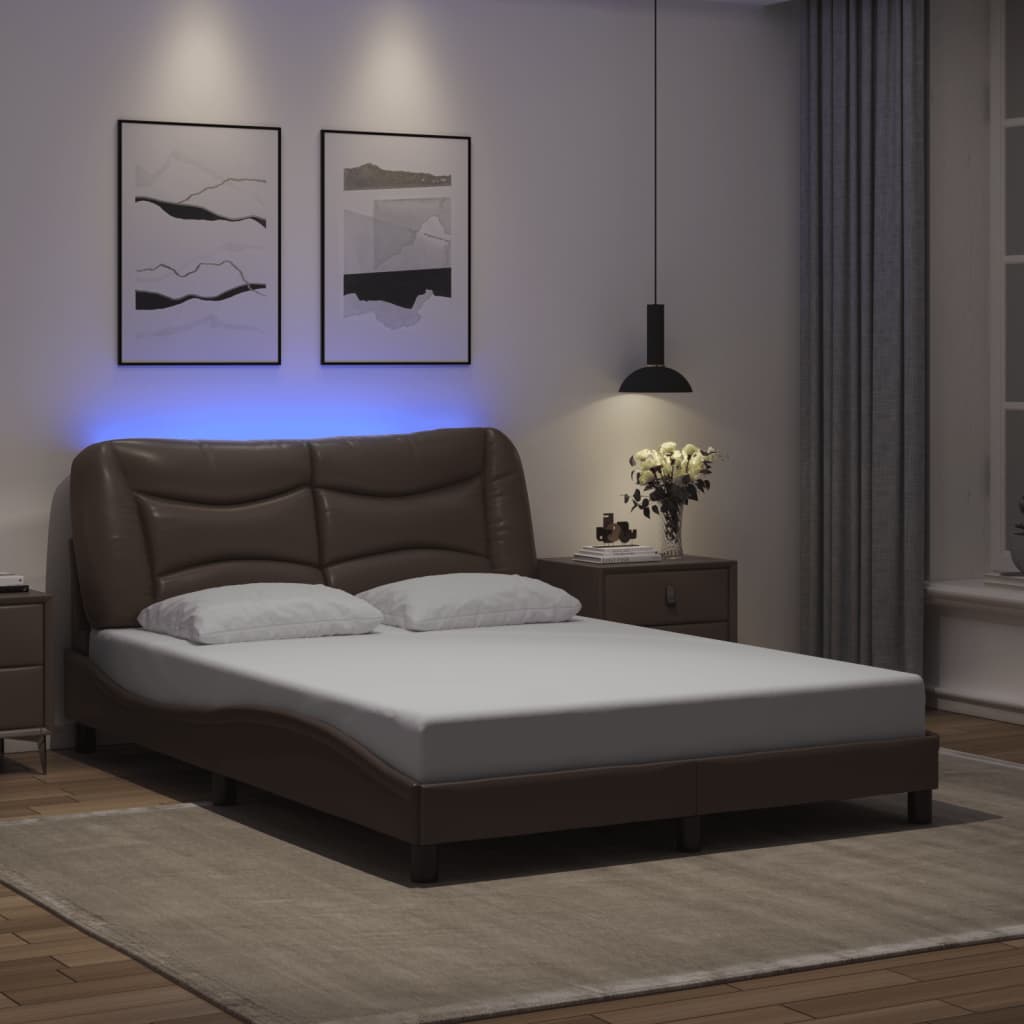 Giroletto con Luci LED Marrone 140x190 cm in Similpellecod mxl 91488