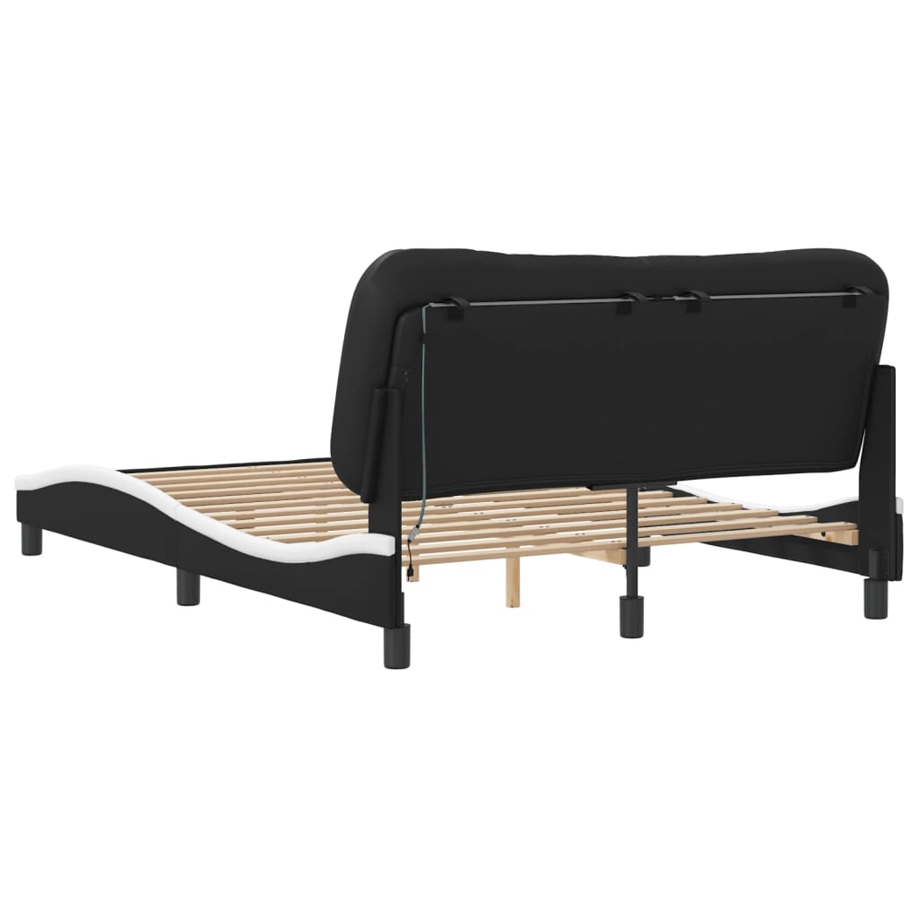 Giroletto con LED senza Materasso-Struttura Letto Hvar Nero e Bianco 140x190 cm
