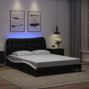 Giroletto con LED senza Materasso-Struttura Letto Hvar Nero e Bianco 140x190 cm