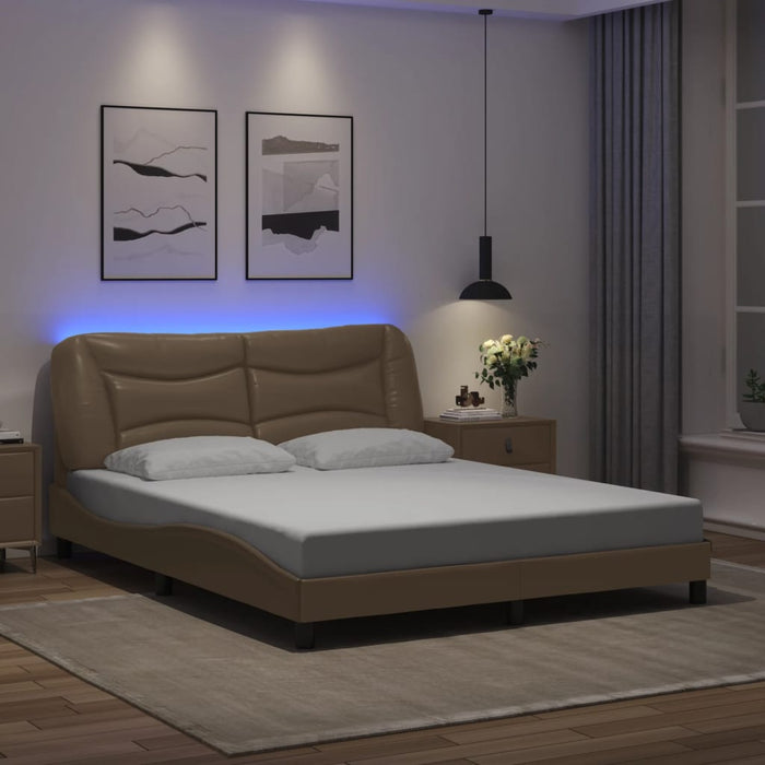 Giroletto con LED senza Materasso-Struttura Letto con LED Hvar Cappuccino 160x200 cm