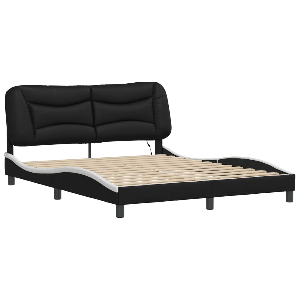 Giroletto con LED senza Materasso-Struttura Letto Hvar Nero e Bianco 160x200 cm