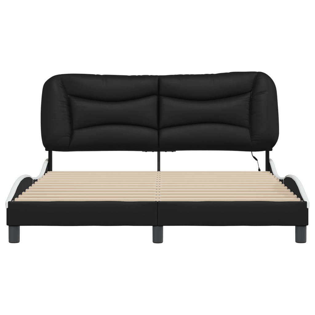 Giroletto con LED senza Materasso-Struttura Letto Hvar Nero e Bianco 160x200 cm