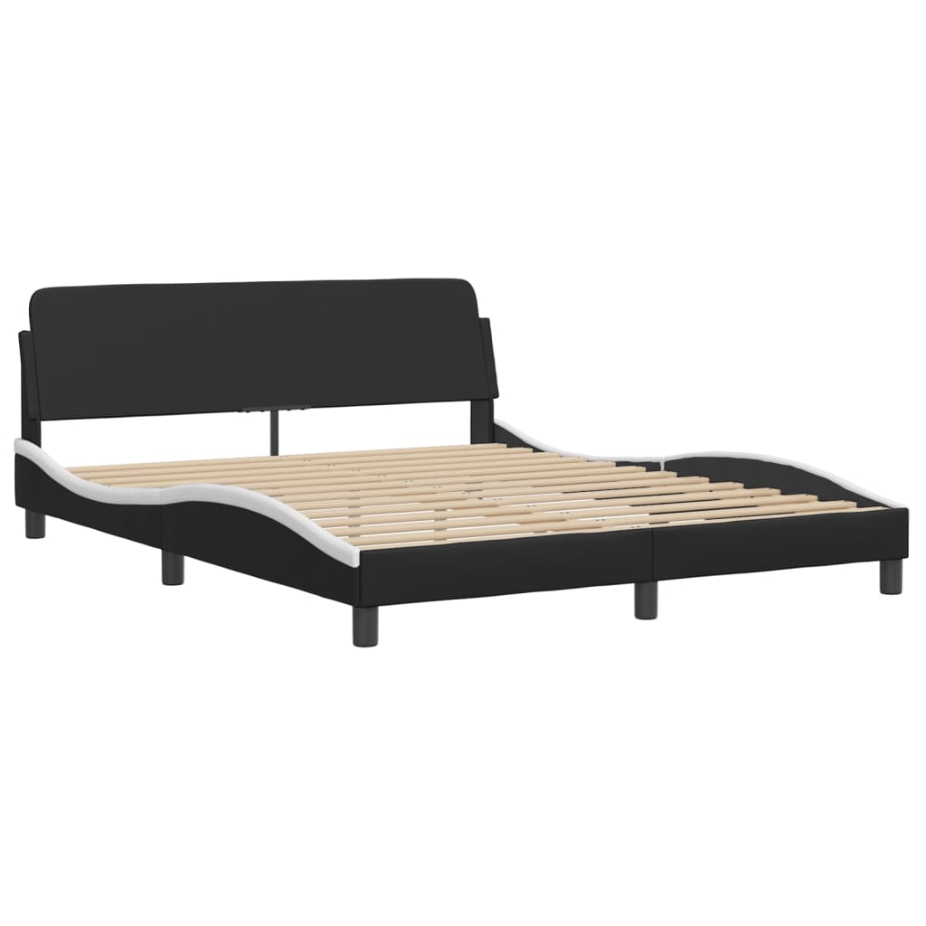 Giroletto con LED senza Materasso-Struttura Letto Hvar Nero e Bianco 160x200 cm