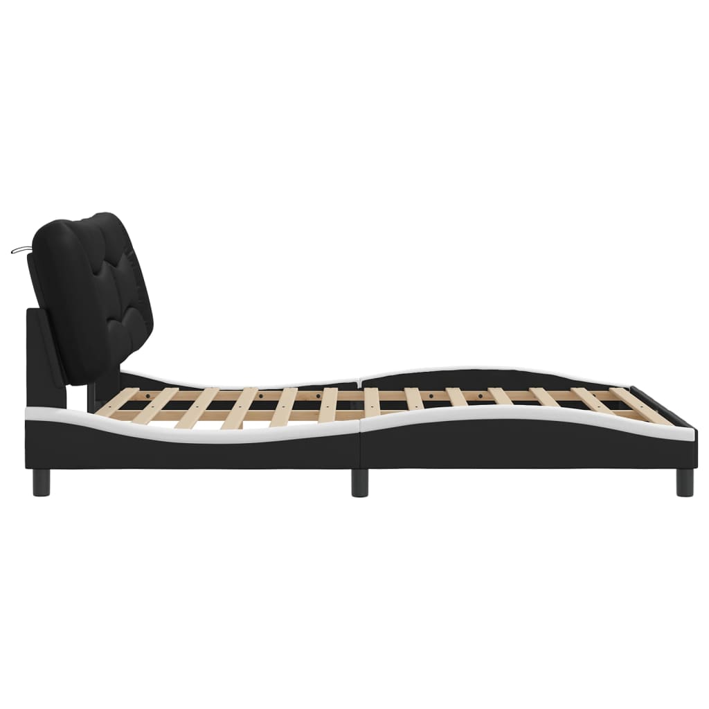 Giroletto con LED senza Materasso-Struttura Letto Hvar Nero e Bianco 160x200 cm