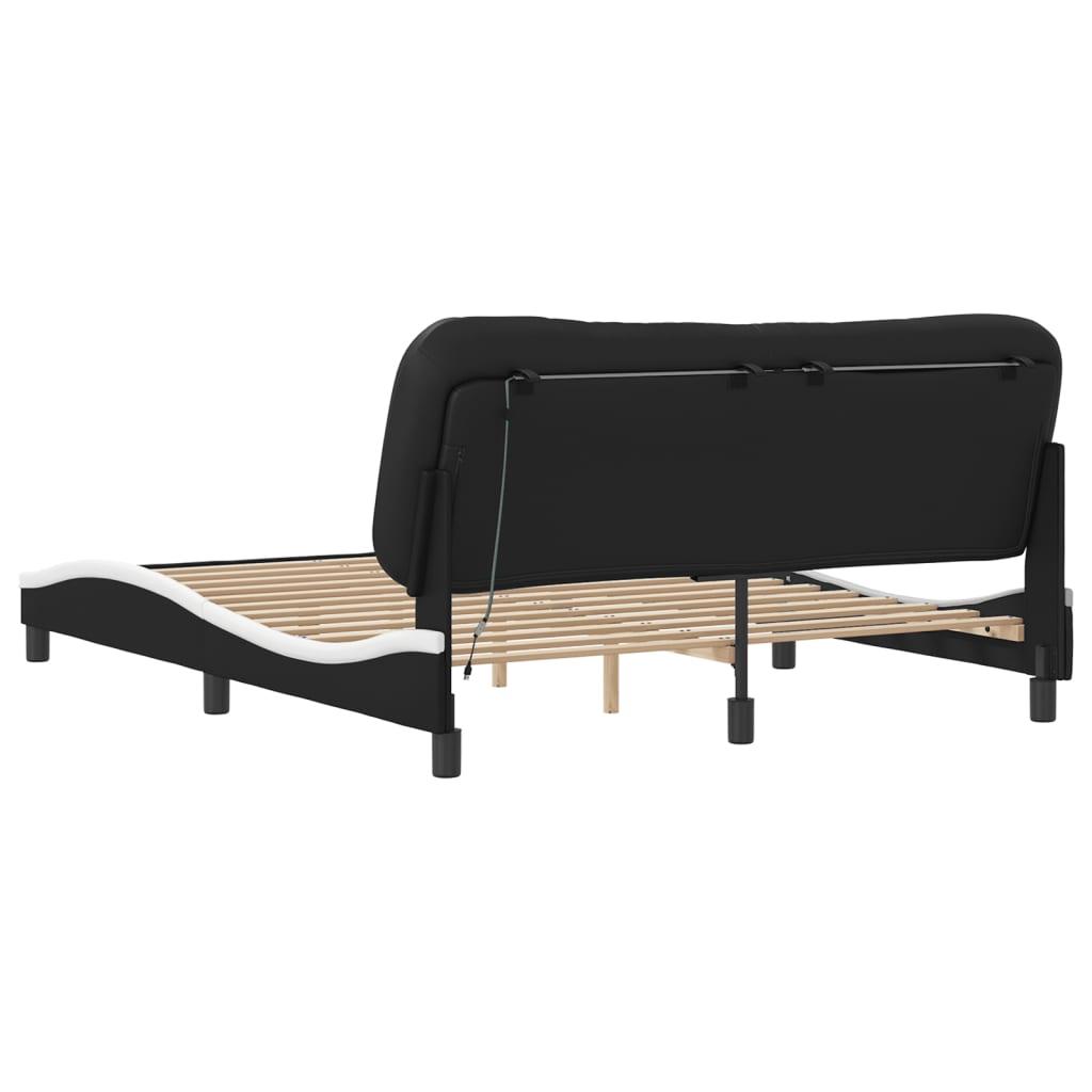 Giroletto con LED senza Materasso-Struttura Letto Hvar Nero e Bianco 160x200 cm
