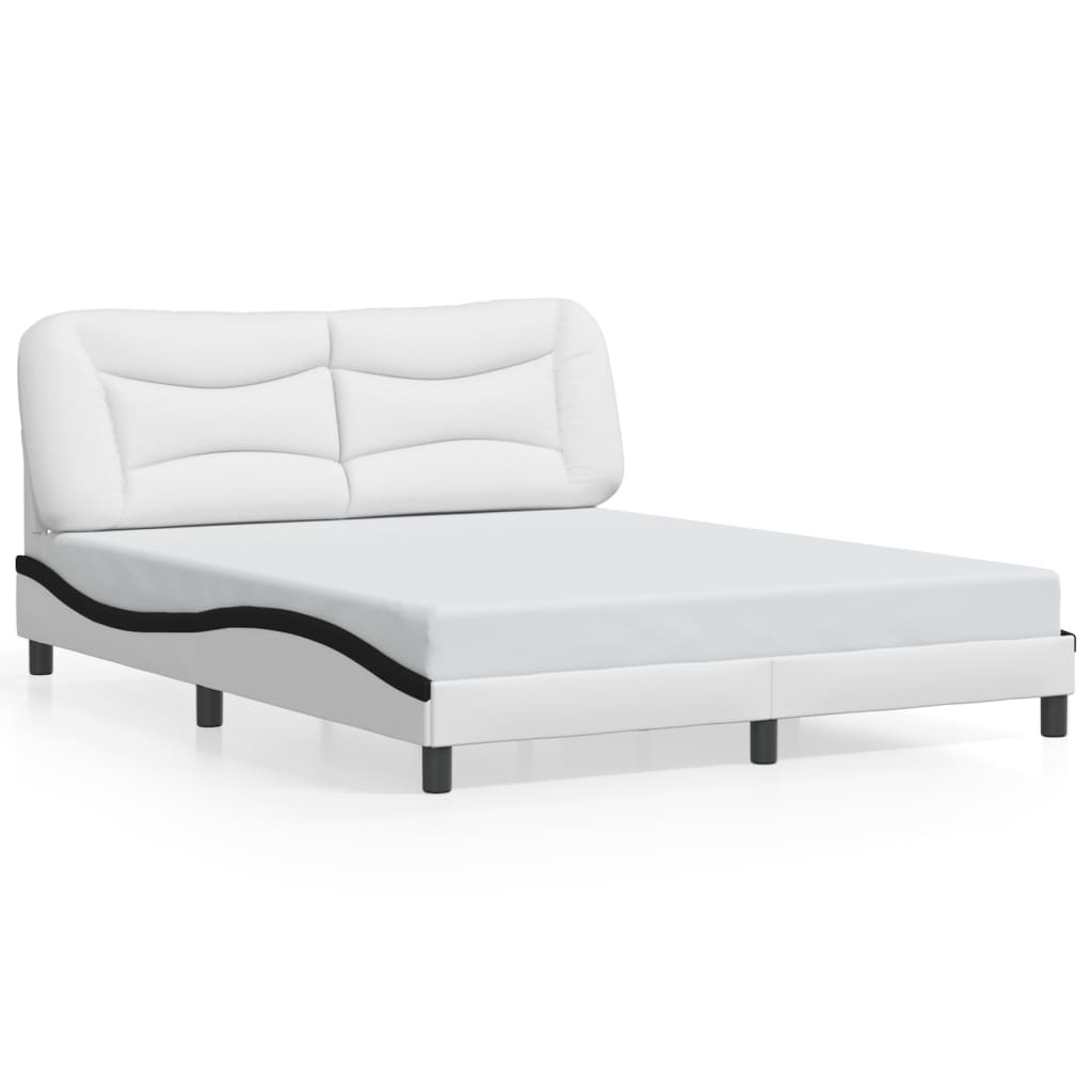 Giroletto con LED senza Materasso-Struttura Letto Hvar Bianco e Nero 160x200 cm