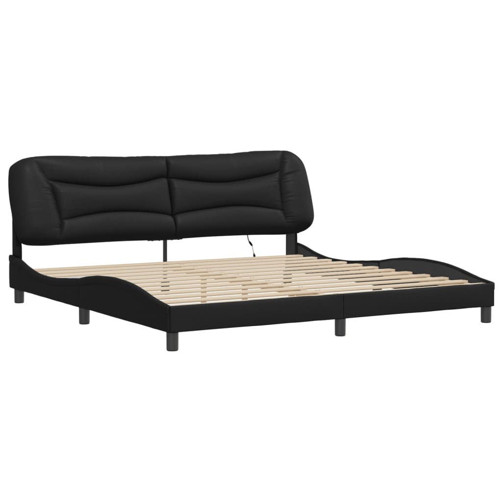 Giroletto con LED senza Materasso-Struttura Letto con LED Hvar Nero 200x200 cm