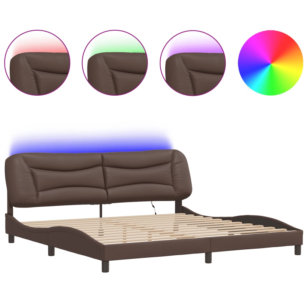 Giroletto con LED senza Materasso Hvar Marrone 200x200 cm 3213957