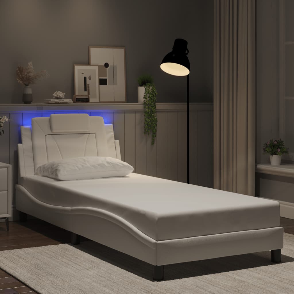 Giroletto Viana con LED senza Materasso-Struttura Letto Bianco 80x200 cm