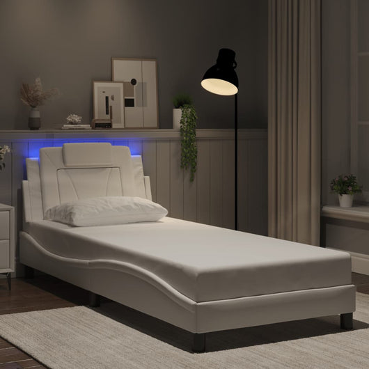 Giroletto Viana con LED senza Materasso-Struttura Letto Bianco 80x200 cm