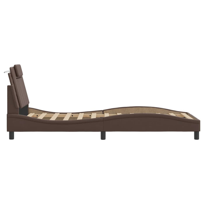 Giroletto Viana con LED senza Materasso-Struttura Letto Marrone 80x200 cm