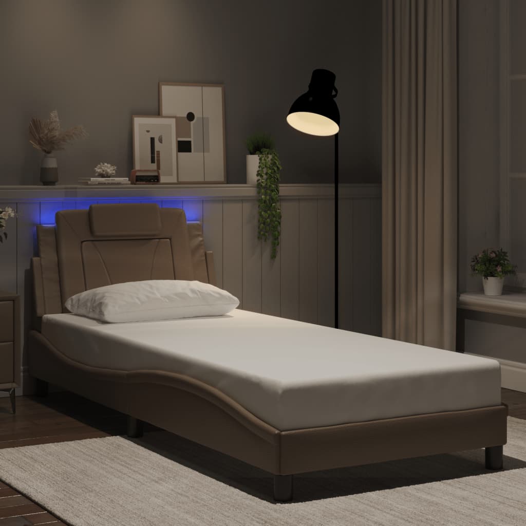 Giroletto Viana con LED senza Materasso-Struttura Letto Cappuccino 80x200 cm