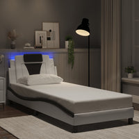 Giroletto Viana con LED senza Materasso-Struttura Letto Bianco e Nero 80x200 cm