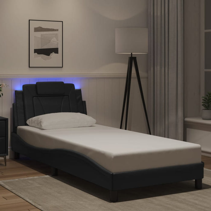 Giroletto Viana con LED senza Materasso-Struttura Letto Nero 90x190 cm