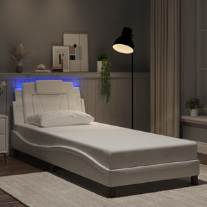 Giroletto Viana con LED senza Materasso-Struttura Letto Bianco 90x190 cm
