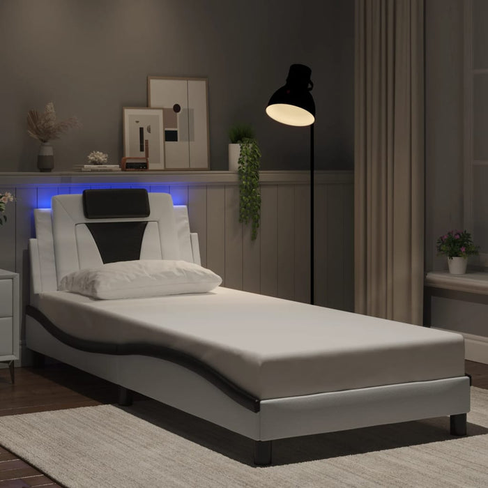 Giroletto Viana con LED senza Materasso-Struttura Letto Bianco e Nero 90x190 cm