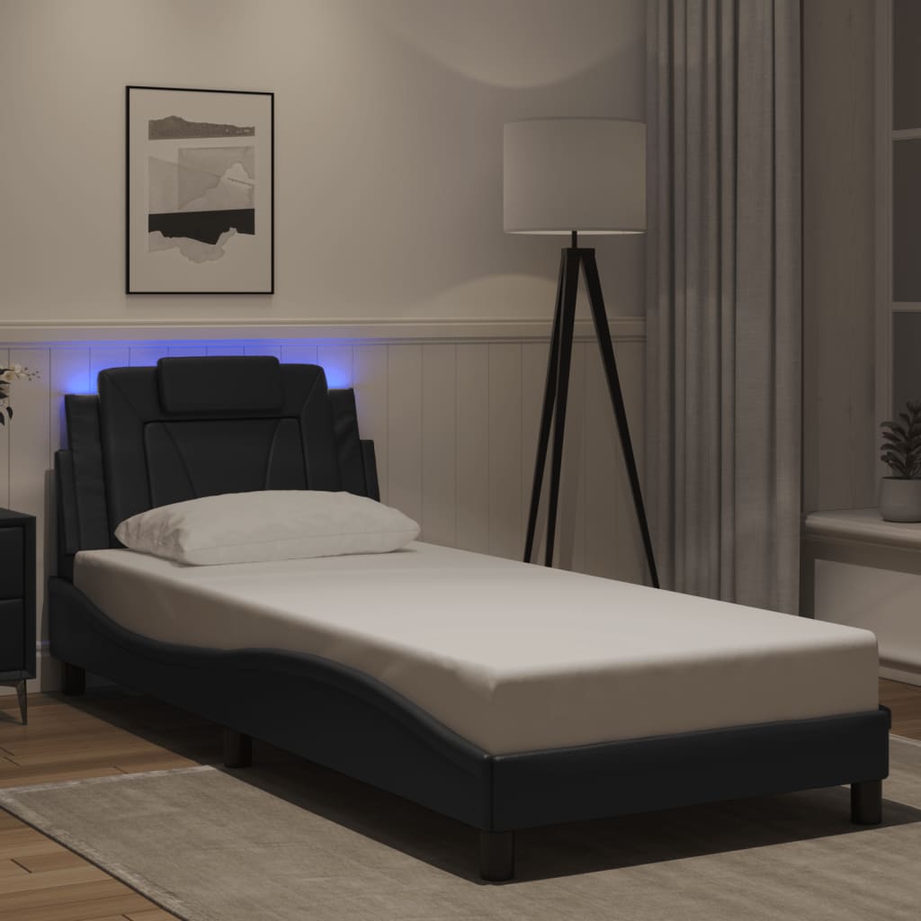 Giroletto Viana con LED senza Materasso-Struttura Letto Nero 90x200 cm