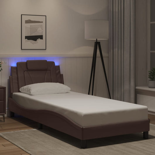 Giroletto Viana con LED senza Materasso-Struttura Letto Marrone 90x200 cm