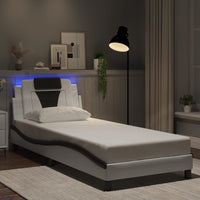 Giroletto Viana con LED senza Materasso-Struttura Letto Bianco e Nero 90x200 cm