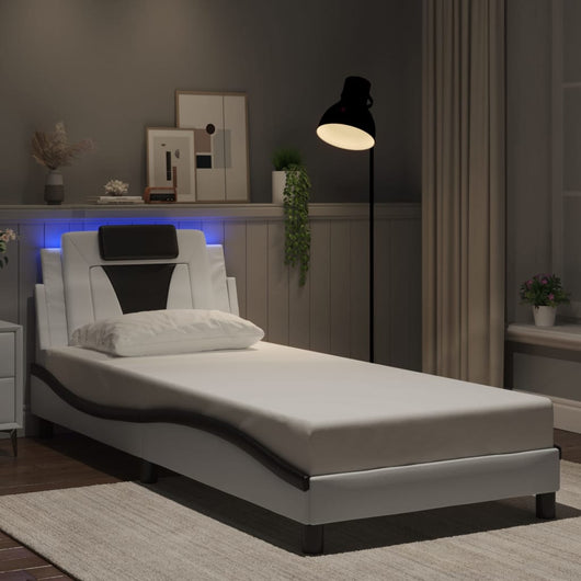 Giroletto Viana con LED senza Materasso-Struttura Letto Bianco e Nero 90x200 cm