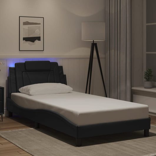 Giroletto Viana con LED senza Materasso-Struttura Letto Nero 100x200 cm