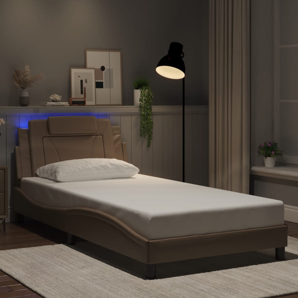 Giroletto Viana con LED senza Materasso-Struttura Letto Cappuccino 100x200 cm