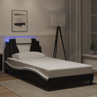 Giroletto Viana con LED senza Materasso-Struttura Letto Nero e Bianco 100x200 cm