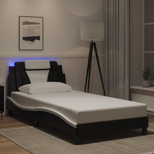 Giroletto Viana con LED senza Materasso-Struttura Letto Nero e Bianco 100x200 cm