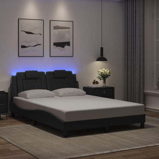 Giroletto Viana con LED senza Materasso-Struttura Letto Nero 140x190 cm