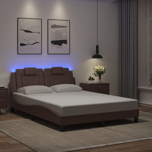 Giroletto Viana con LED senza Materasso-Struttura Letto Marrone 140x190 cm