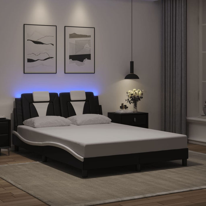 Giroletto Viana con LED senza Materasso-Struttura Letto Nero e Bianco 140x190 cm