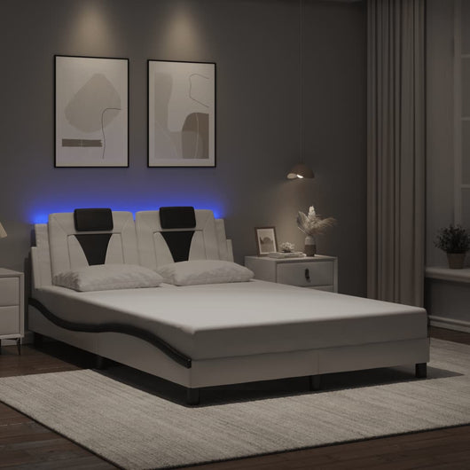 Giroletto Viana con LED senza Materasso-Struttura Letto Bianco e Nero 140x190 cm