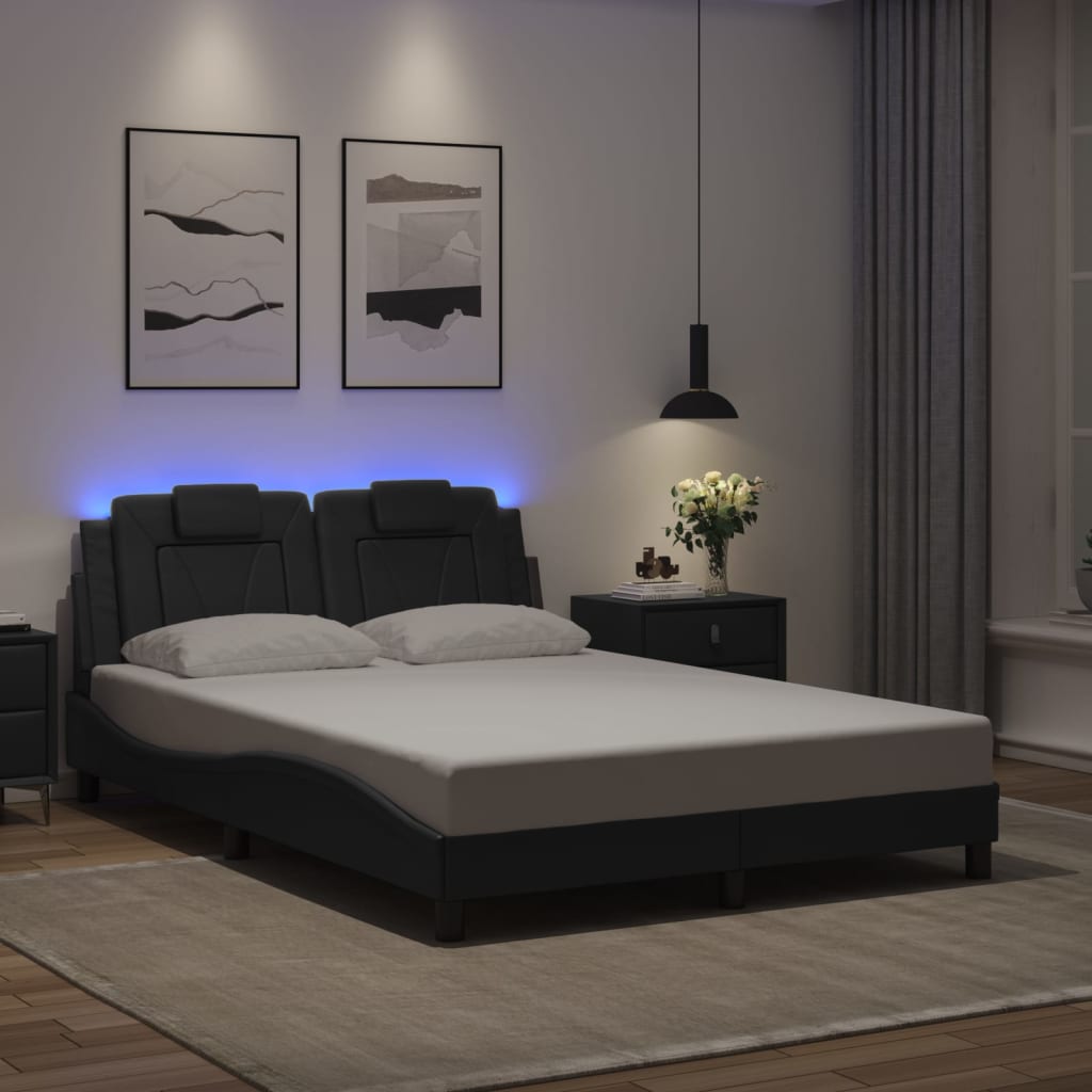 Giroletto Viana con LED senza Materasso-Struttura Letto Nero 140x200 cm
