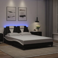 Giroletto Viana con LED senza Materasso-Struttura Letto Nero e Bianco 140x200 cm