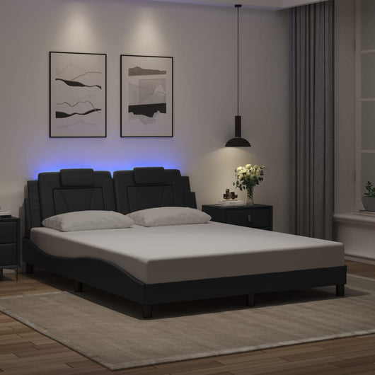 Giroletto Viana con LED senza Materasso-Struttura Letto Nero 160x200 cm