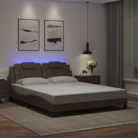 Giroletto Viana con LED senza Materasso-Struttura Letto Marrone 160x200 cm