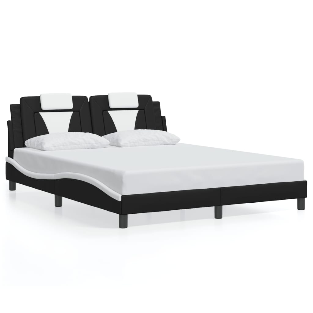 Giroletto Viana con LED senza Materasso-Struttura Letto Nero e Bianco 160x200 cm