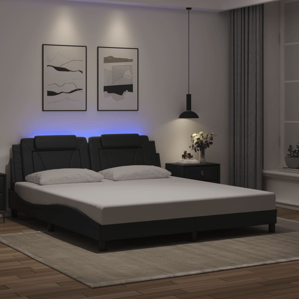 Giroletto Viana con LED senza Materasso-Struttura Letto Nero 180x200 cm